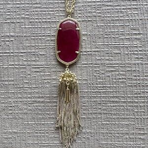 Kendra Scott Fuchsia and Gold Tassel Necklace
